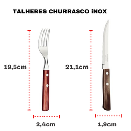 Jogo Para Churrasco Talheres Tramontina Aço Inox 12 Peças Polywood Faca e Garfo - 4 Jogo Para Churrasco Talheres Tramontina Aço Inox 12 Peças Polywood Faca e Garfo - 4