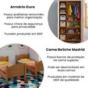 Ver imagem 2 de Conjunto Beliche Madrid Amêndoa que Vira 2 Camas + Armário Ouro 2 Portas Amêndoa Off White Premium