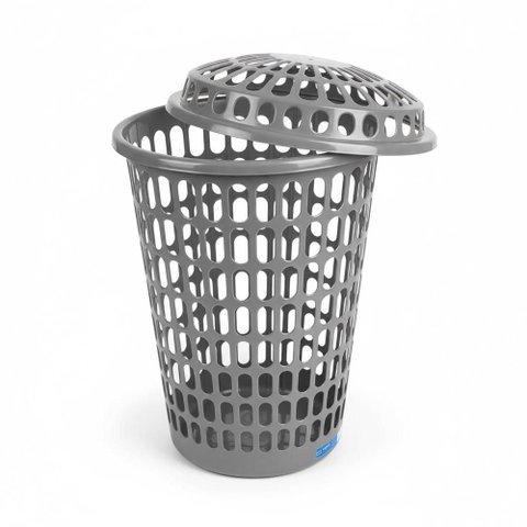 Cesto Roupa Suja Telado Gigante 60 Litros Organizador Multiuso Roupas Lixo Roupeiro com Tampa 60l Re