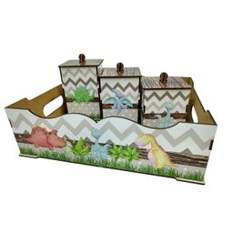 Kit Bebe Higiene Dinossauro Com Trio De Quadrinhos Decoração - 9