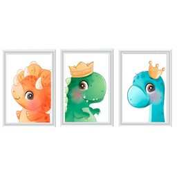Kit Bebe Higiene Dinossauro Com Trio De Quadrinhos Decoração - 2