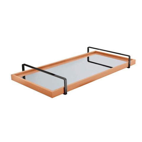 Bandeja Decorativa Espelhada Lf017 Terracota/preto