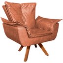 Ver imagem 6 de Kit 2 Poltronas Decorativas Base Giratória em Madeira Charger PU Marrom - Gran Belo