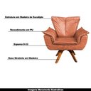 Ver imagem 4 de Kit 2 Poltronas Decorativas Base Giratória em Madeira Charger PU Marrom - Gran Belo
