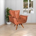 Ver imagem 2 de Kit 2 Poltronas Decorativas Base Giratória em Madeira Charger PU Marrom - Gran Belo