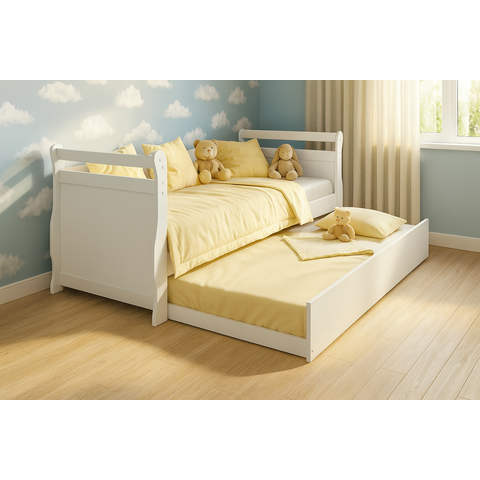 Bicama Bella Solteiro Branca com Cama Auxiliar – Ideal para Quarto Infantil e Juvenil