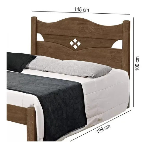 Cama Casal Julia 100% Mdf e Estrado 100% Madeira Carmolar Mocaccino - 2