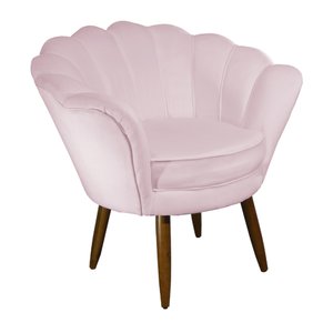 Poltrona Decorativa Pétala Pés Palito Suede Rosa Bebê - DS Estofados