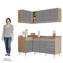 Ver imagem 5 de Armário de Cozinha Modulado de Canto Direito 4 Peças CP39 com Pia Inox Castanho/Cinza - Lumil Lumil