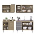 Ver imagem 6 de Armário de Cozinha Modulado de Canto Direito 4 Peças CP39 com Pia Inox Castanho/Cinza - Lumil Lumil