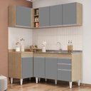 Ver imagem 2 de Armário de Cozinha Modulado de Canto Direito 4 Peças CP39 com Pia Inox Castanho/Cinza - Lumil Lumil