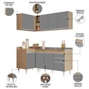 Ver imagem 3 de Armário de Cozinha Modulado de Canto Direito 4 Peças CP39 com Pia Inox Castanho/Cinza - Lumil Lumil
