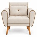 Ver imagem 2 de Poltrona Decorativa Linho Premium Base Madeira Maciça Aurea