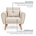 Ver imagem 4 de Poltrona Decorativa Linho Premium Base Madeira Maciça Aurea
