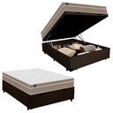 Ver imagem 1 de Cama Box Baú Casal Suede + Colchão Lis Molas Ensacadas Superpocket Plumatex 138x188x64cm Cor:marrom