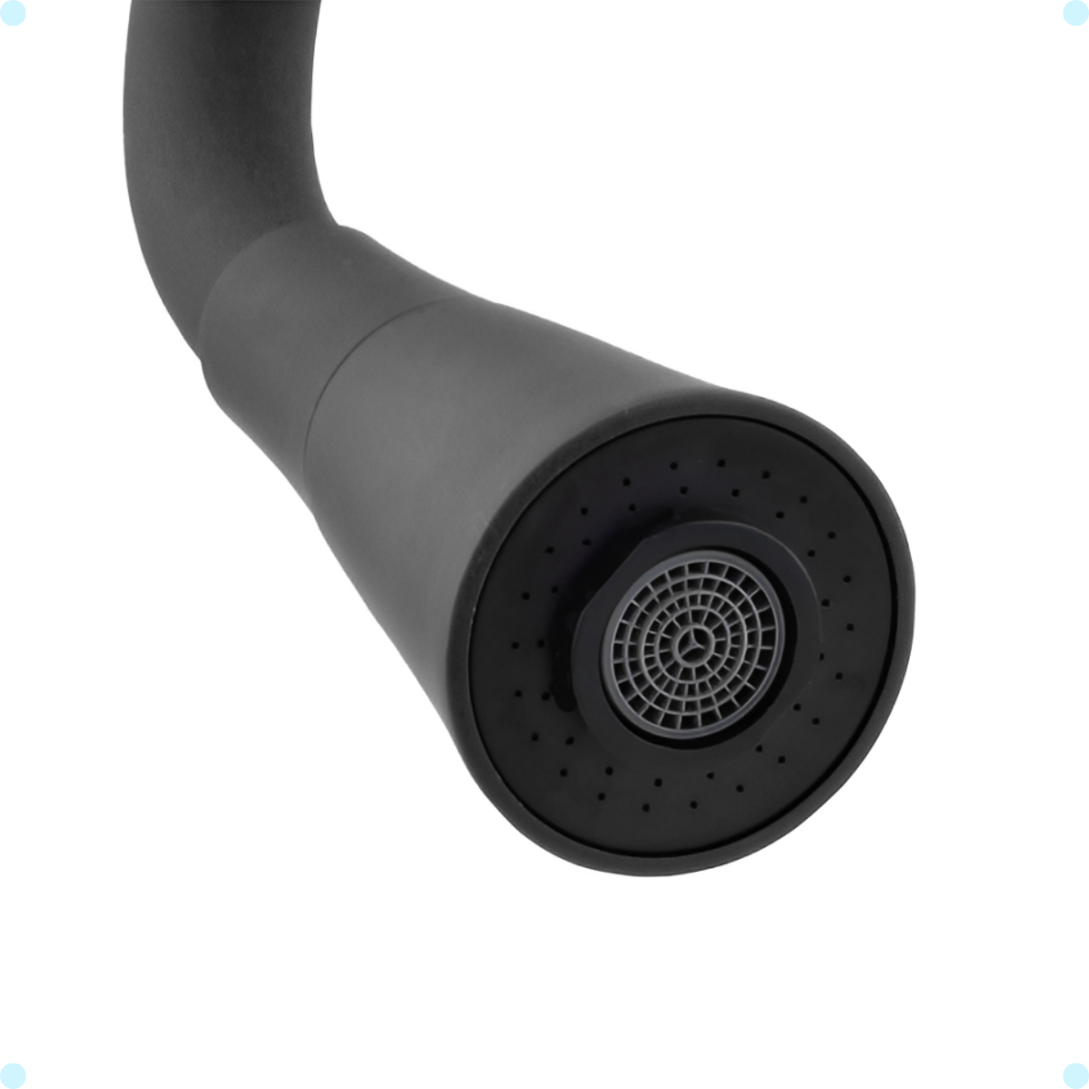 Torneira Gourmet para Cozinha Parede Mesa Pia Cano Flexível Dois Jatos Cano Cone Luxo Preto - 2
