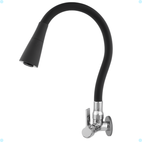 Torneira Gourmet para Cozinha Parede Mesa Pia Cano Flexível Dois Jatos Cano Cone Luxo Preto