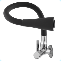 Torneira Gourmet para Cozinha Parede Mesa Pia Cano Flexível Dois Jatos Cano Cone Luxo Preto - 3