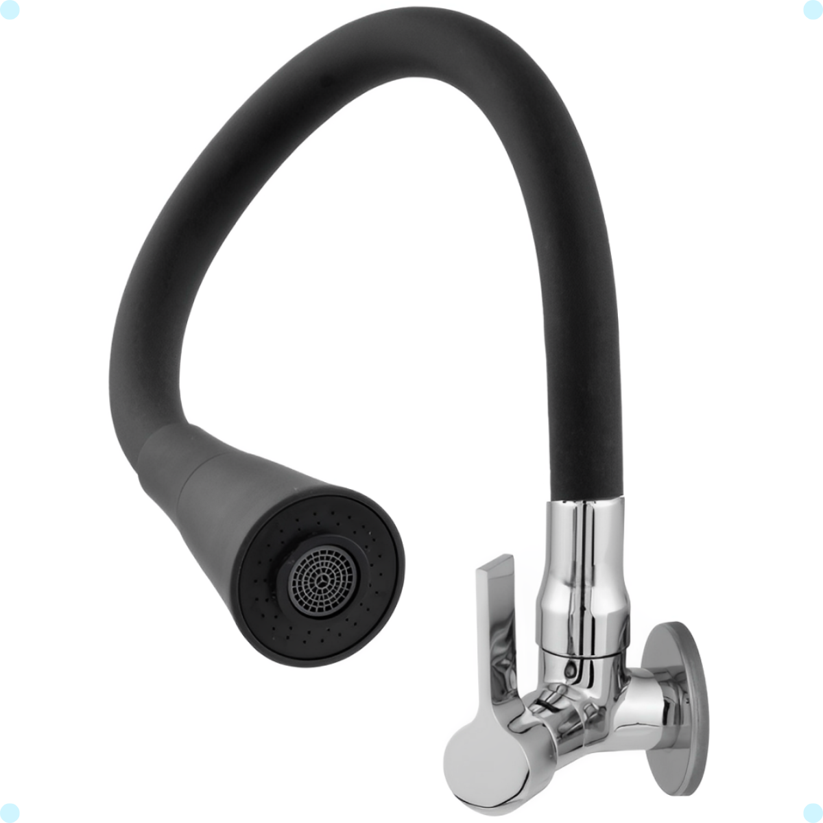 Torneira Gourmet para Cozinha Parede Mesa Pia Cano Flexível Dois Jatos Cano Cone Luxo Preto - 4