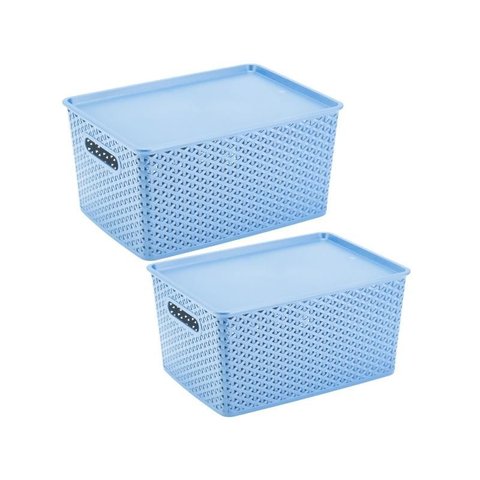 2 Caixas Organizadoras com Tampa Grande 15 Lts Rattan