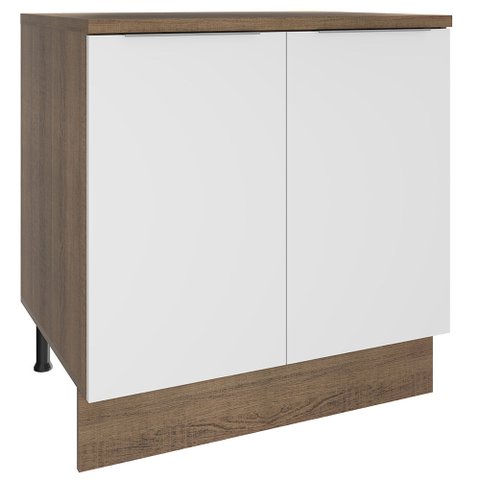 Balcão Madesa Stella 80 cm 2 Portas Rustic/Branco Cor:Rustic/Branco