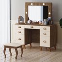 Ver imagem 2 de Penteadeira Camarim New Seul Malbec/off White com Banqueta Almofadada - Móveis Luapa