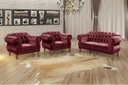 Ver imagem 2 de Kit Namoradeira Duquesa Chesterfield 2 Lugares + 2 Poltronas Decoração Sala Recepção - Suede Bordô