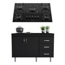 Ver imagem 7 de Conjunto Balcão de Cozinha 1,20m Turim com Cooktop 5 Bocas Essencial Movelove Mdf/mdp Preto