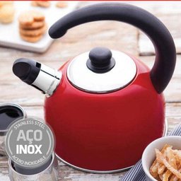 Chaleira Apito Inox Tramontina Vermelha Esmaltada 2,1 Litros - 1 Chaleira Apito Inox Tramontina Vermelha Esmaltada 2,1 Litros - 1