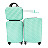 Malas de Viagem Kit 3 Peças Bordo Com Rodinha Cadeado Bolsa cor:Verde água - 2
