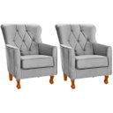 Ver imagem 1 de Kit 2 Poltronas para Sala Decorativas c/ Capitonê Carrara Veludo Prata