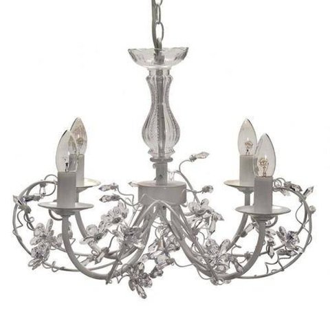 Lustre com pingentes Linha Fani Branco 4 lâmpadas Mabruk