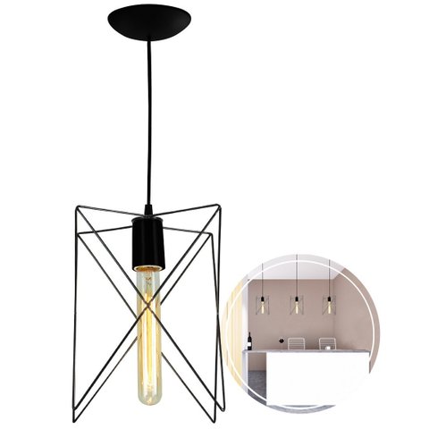 Pendente Luminaria Estrela Lowcost Cozinha Quarto Preto