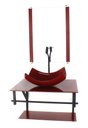 Ver imagem 1 de GABINETE DE VIDRO PARA BANHEIRO 60CM AP CUBA RETANGULAR CURVADA VERMELHO CEREJA FULL