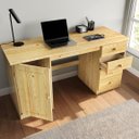 Ver imagem 4 de Escrivaninha Madeira Mesa 4 Gavetas 1 Porta Manager Natural