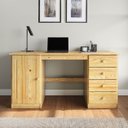 Ver imagem 1 de Escrivaninha Madeira Mesa 4 Gavetas 1 Porta Manager Natural