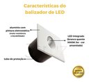 Ver imagem 2 de Kit 10 Balizador Led 3w Embutir Quadrado Parede Bco Quente - Branco - Preto