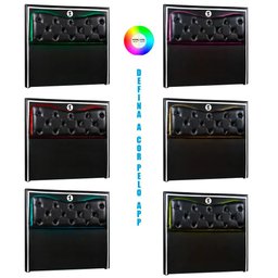 Cabeceira Quarto Gamer Ninja X com Led Material Sintético Preto e Branco 140cm Speciale Home - 7