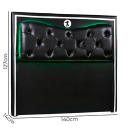 Cabeceira Quarto Gamer Ninja X com Led Material Sintético Preto e Branco 140cm Speciale Home - 6