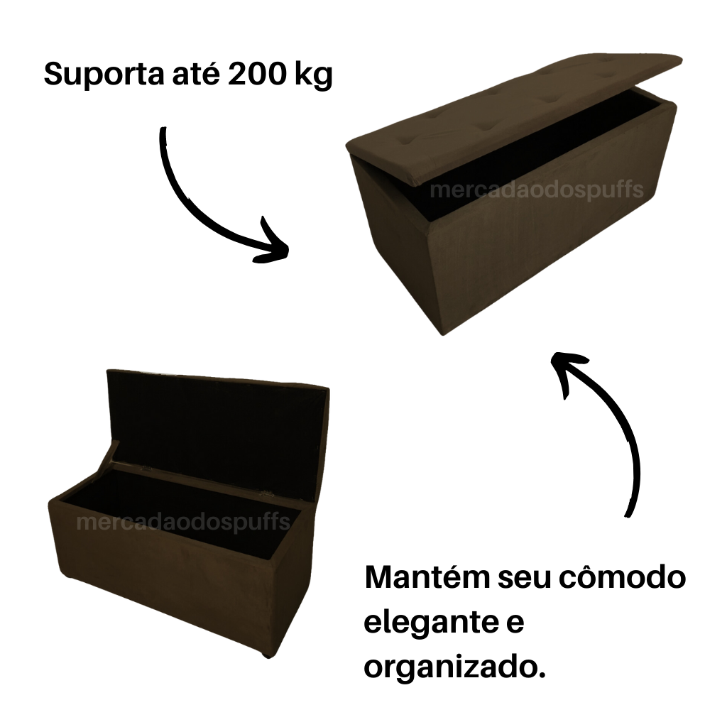 Bau Solteiro Suede Pé de Cama Solteiro Quarto Decoração - Marrom - 3