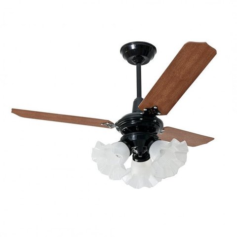 Ventilador de Teto Diamante Preto Loren Sid 3 Pás Mogno M3 - 220V