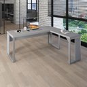Ver imagem 1 de Mesa L Escritório Industrial 1,70m X 0,70m Pés Metal F5 Cor:cinza
