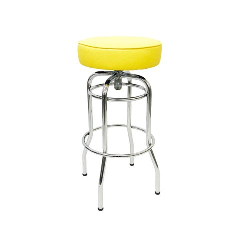 Banqueta Bar Média Altura 65cm Cromada assento amarelo Giratória Poltronas do Sul
