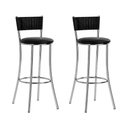 Ver imagem 1 de Kit 2 Banquetas Altas de Aço com Assento Estofado Multimóveis CR50304 Cromado/Preto