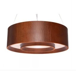 Lustre Pendente cilíndrico 70cm Com Anel em Madeira Imbuia - 2