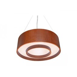Lustre Pendente cilíndrico 70cm Com Anel em Madeira Imbuia - 1