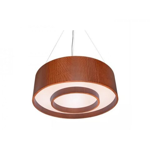 Lustre Pendente cilíndrico 70cm Com Anel em Madeira Imbuia