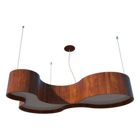 Lustre Pendente Semi Cilíndrico 100cm em Madeira Imbuia