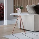 Ver imagem 1 de Mesa Lateral Gabriela Wood Tampo Madeira Branco Pés Cobre Branco