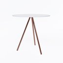 Ver imagem 3 de Mesa Lateral Gabriela Wood Tampo Madeira Branco Pés Cobre Branco